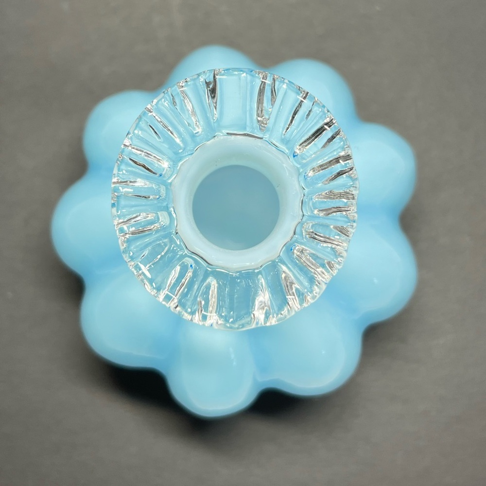 1943 Fenton Cologne Bottle & Stopper,
Blue Overlay - Picture 4 of 10